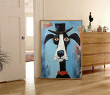 Puppy In A Hat Large Artwork Abstract Cute Dog Acrylic Painting  Modern Doberman Pinscher Oil Painting Home Decor