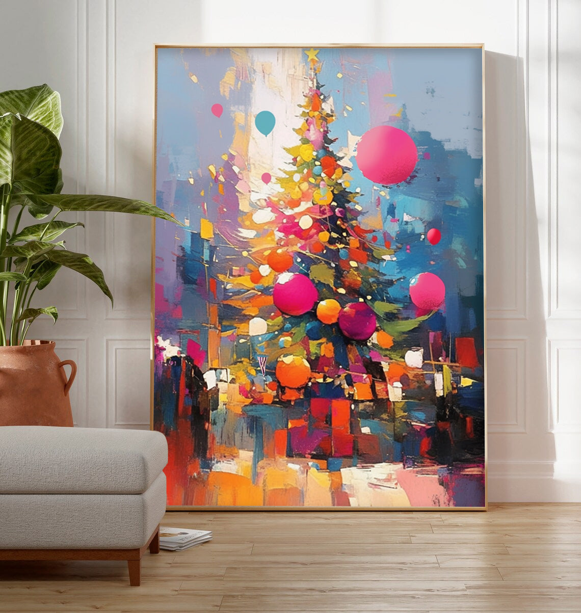 Exquisite Dreamy Acrylic Painting Original Christmas Tree Painting Texture Abstract Christmas Tree Art Home Decor