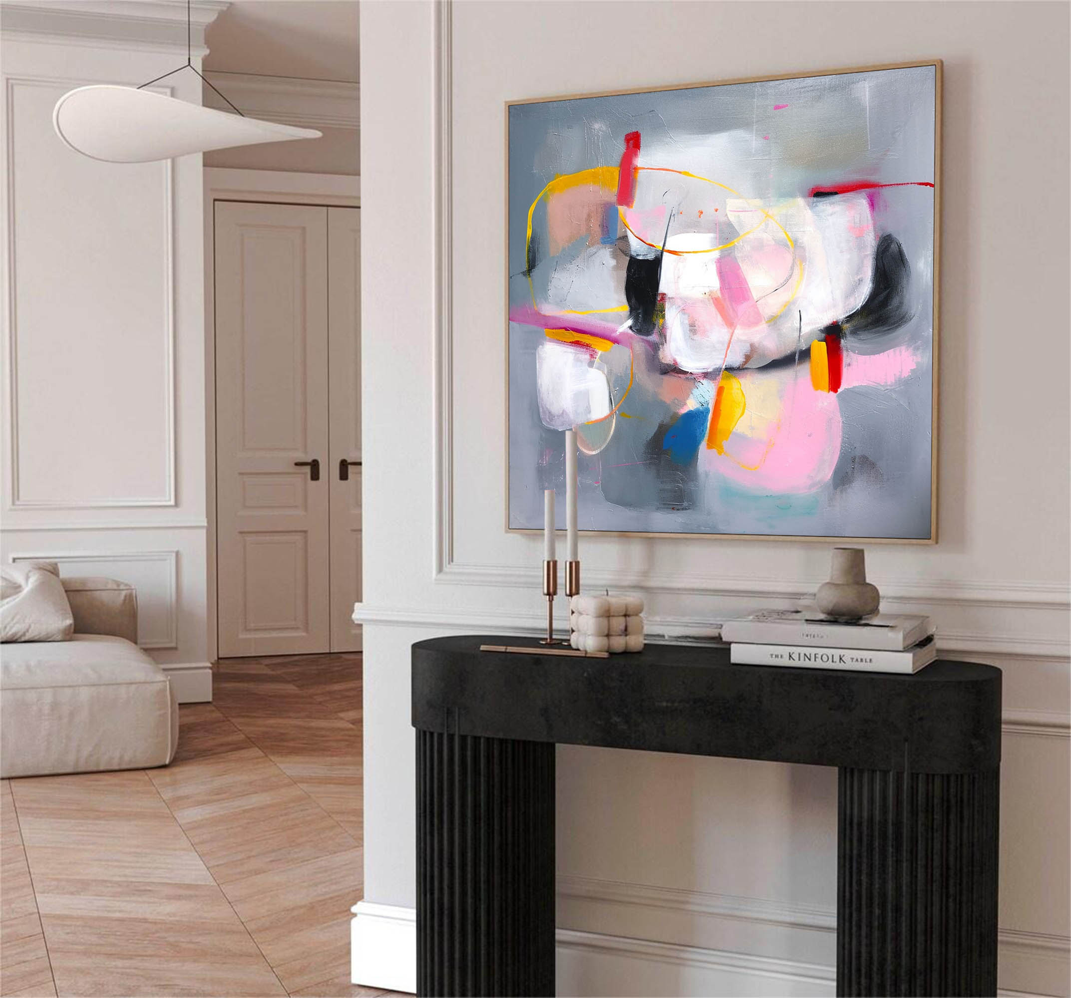 Original Hand Painted Wall Art Square Abstract Fine Art Canvas Contemporary Abstract Art For Sale