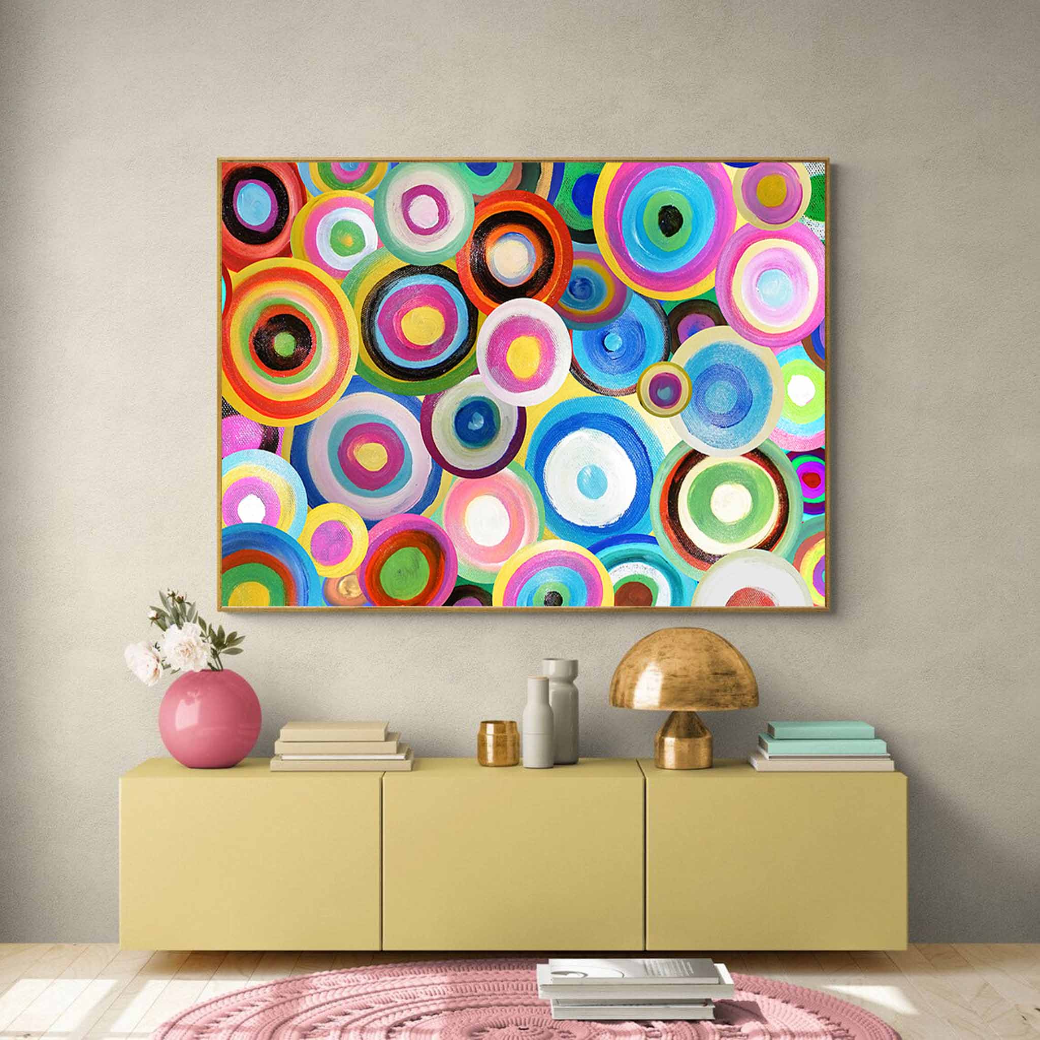 Modern Acrylic Painting Bright Colorful Large Abstract Oil Painting Original Wall Art Home Decoration