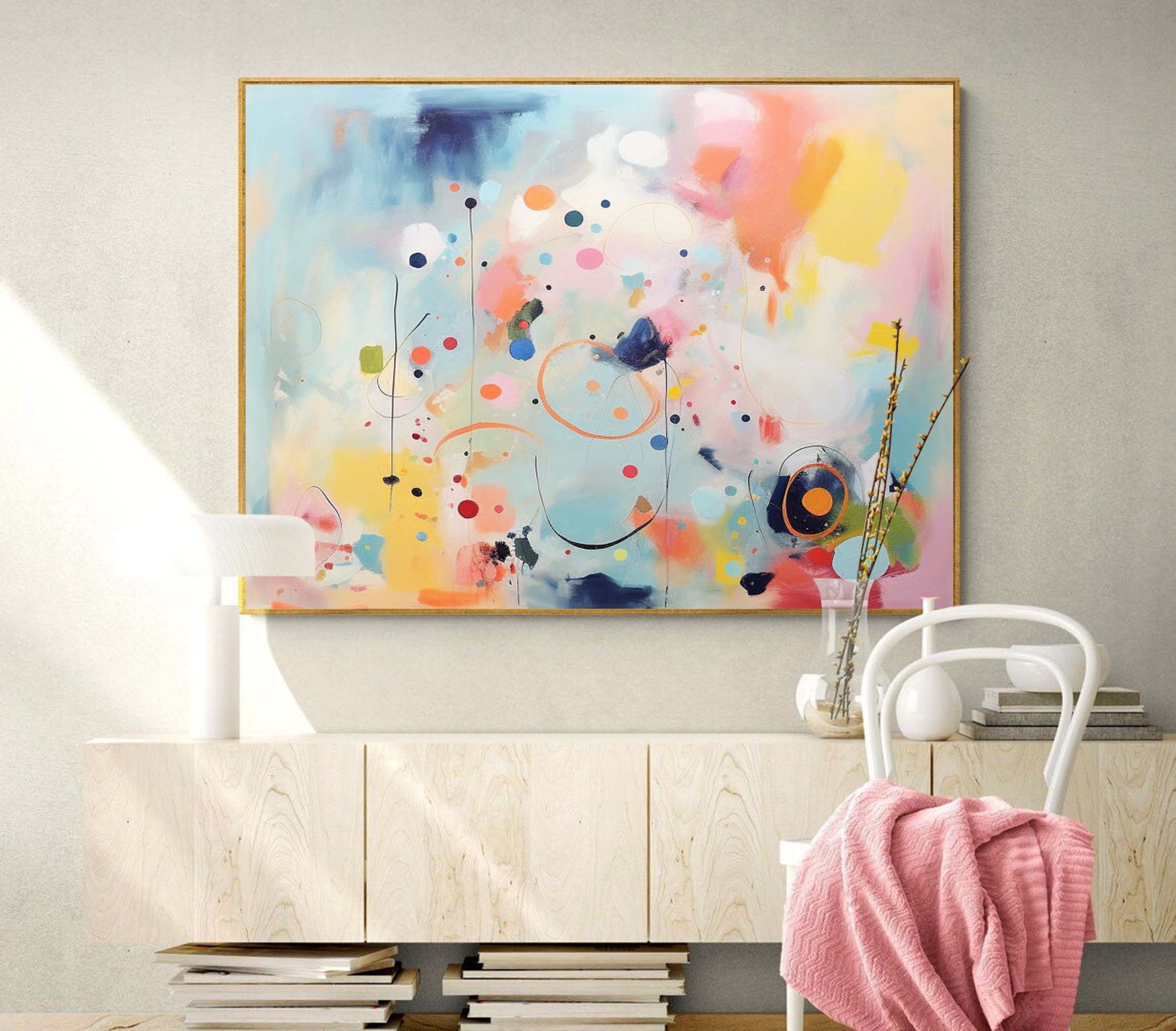 Original Bright Colorful Abstract Oil Painting On Canvas Large Wall Art Modern Graffiti Oil Painting Home Decoration