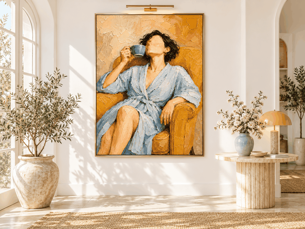 Impressionist Textured Abstract Painting With Warm Vintage Vibes For Bedroom Or Cafe Decor