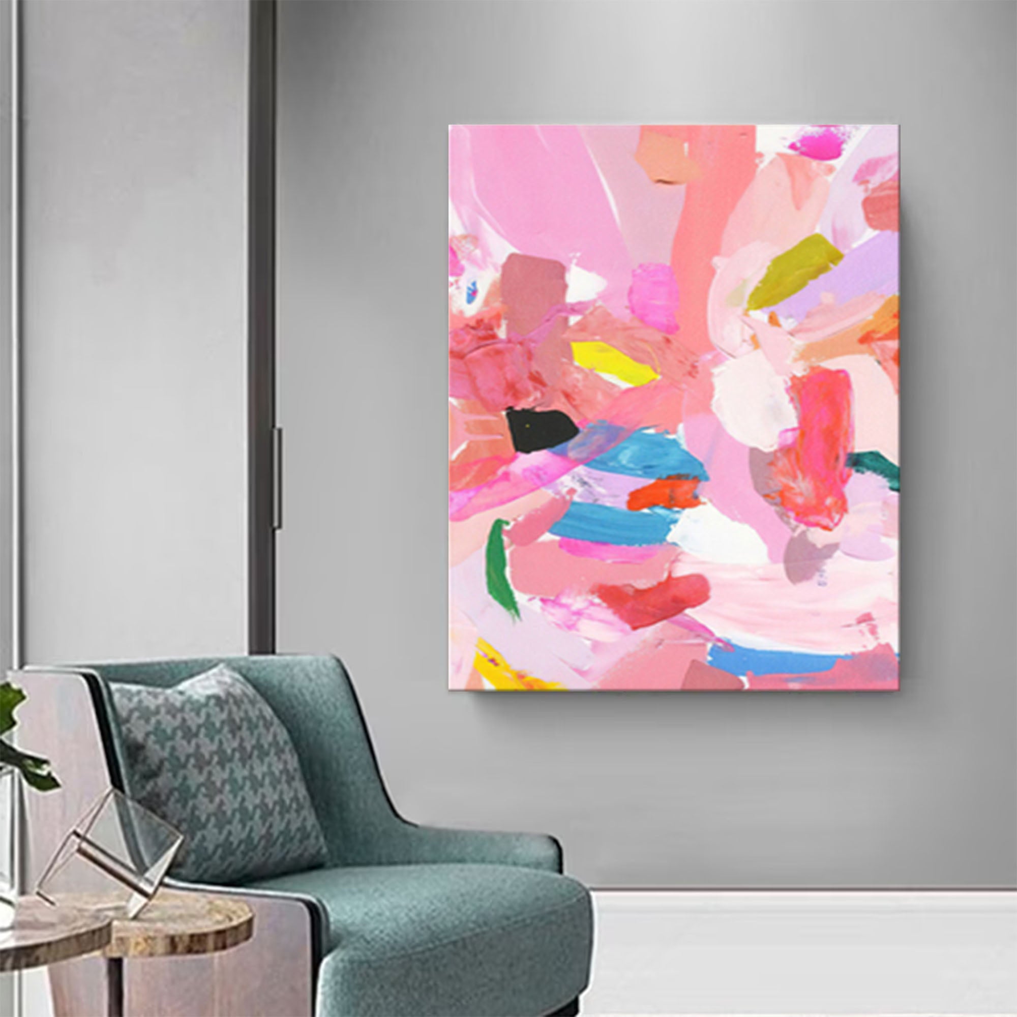 Pink Modern Textured Canvas Oil Painting Abstract Acrylic Painting Original Wall Art Home Decor