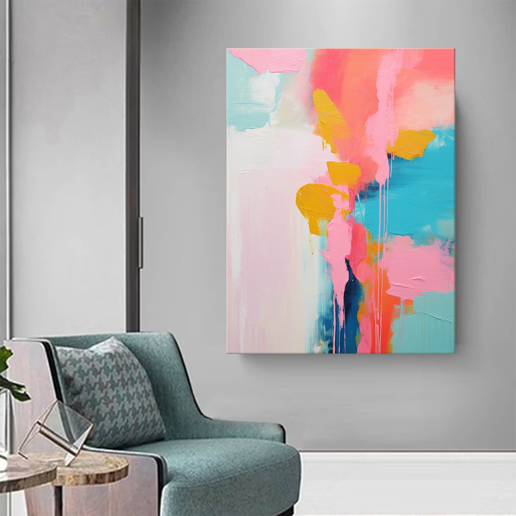 Bright Colorful Abstract Oil Painting On Canvas Modern Texture Wall Art Large Colorful Original Painting Home Decor