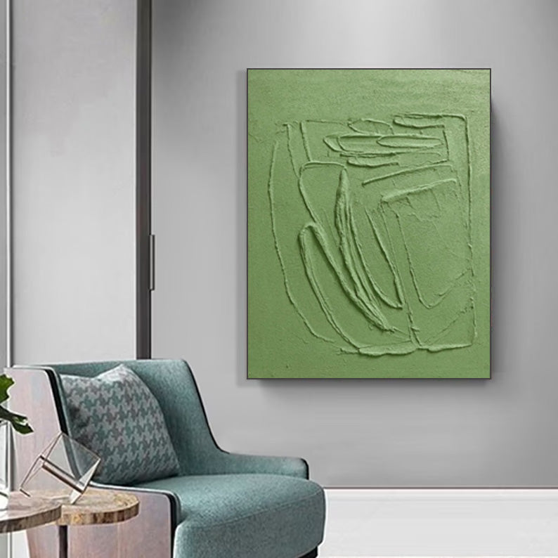 Green Texture Minimalist Oil Painting On Canvas Large Abstract acrylic painting Original Wall Art Home Decor