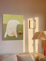 White Cats Painting Wall Art Modern Animal Oil Painting On Canvas Abstract Wall Art Home Decor