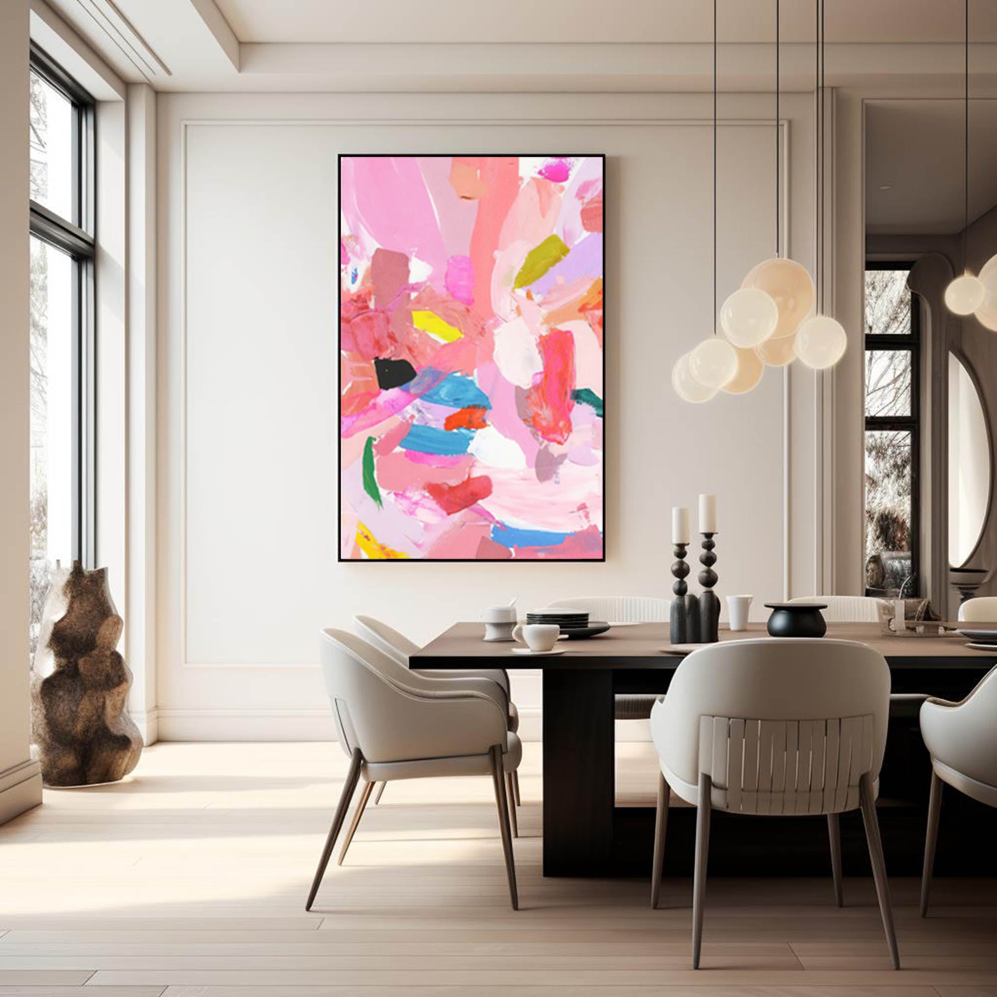 Pink Modern Textured Canvas Oil Painting Abstract Acrylic Painting Original Wall Art Home Decor