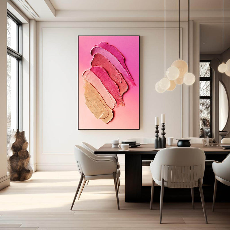 Pink Minimalist Wall Art Canvas With Frame Oil Painting Large Texture Abstract Oil Painting Home Decor