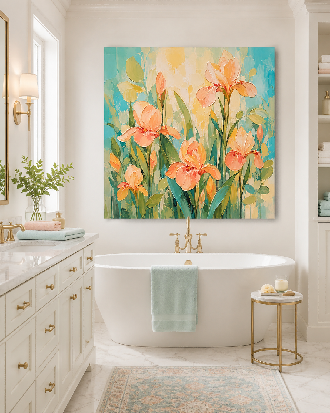 Impasto Abstract Flower Painting Bright Colorful Canvas Art Collection