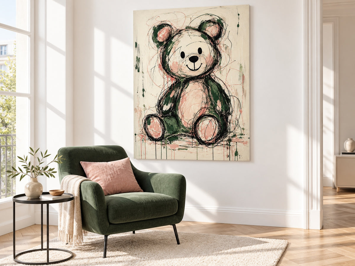 Modern Graffiti Wall Art For Kids Room Nursery With Cute Bear