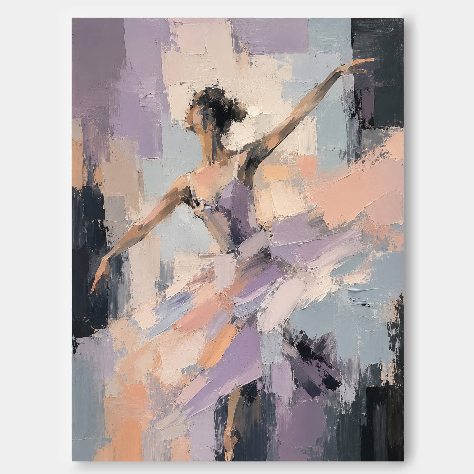 Handmade Textured Oil Painting Of Ballerina With Expressive Brushstrokes And Modern Appeal