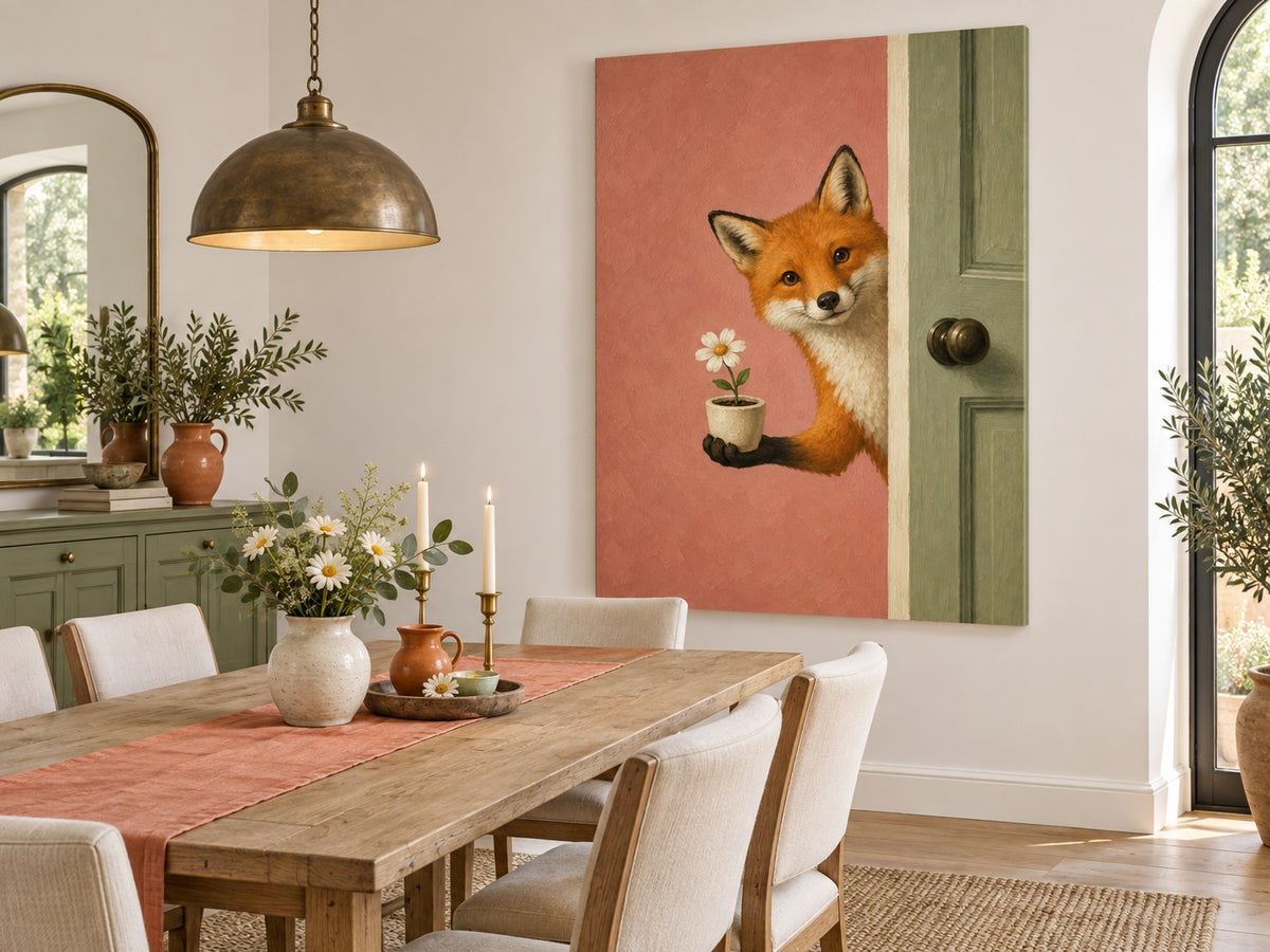 Modern Anthropomorphic Animal Painting Healing Storytelling Canvas Art