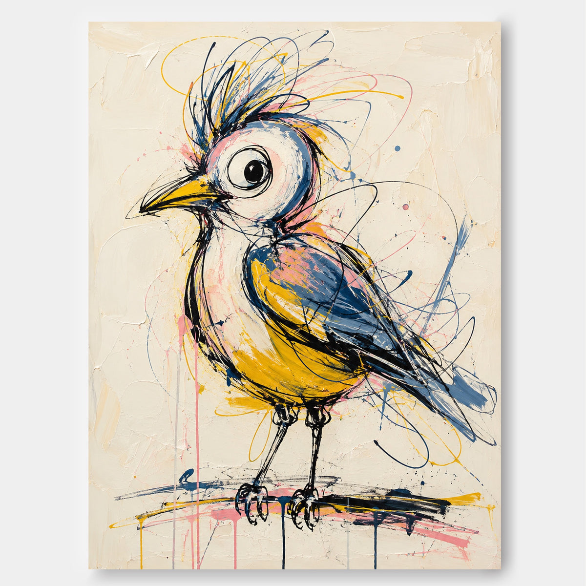 Modern Abstract Animal Art With Expressive Brushstrokes And Vibrant Palette For Art Collectors Colorful Abstract Bird Painting