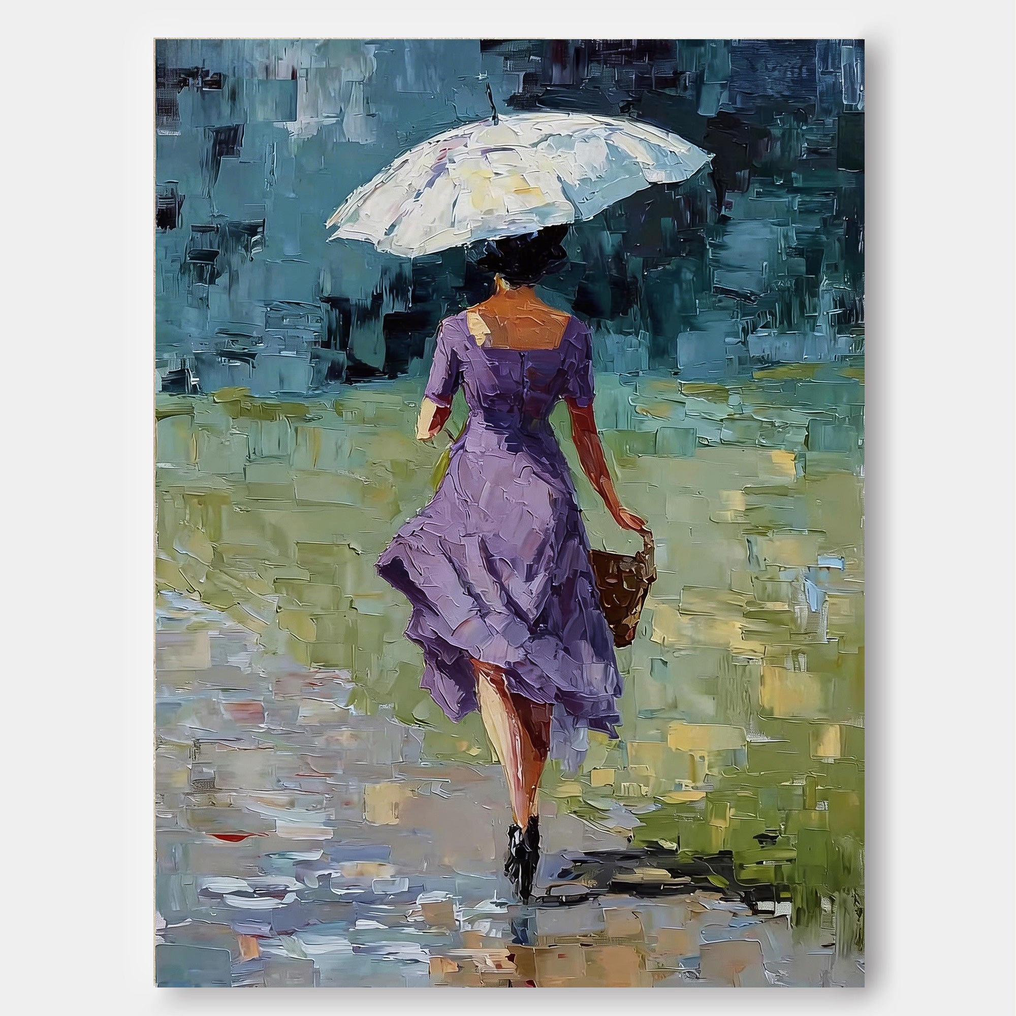 Modern Abstract People Art Vertical Canvas With Textured Brushstrokes For Hallway