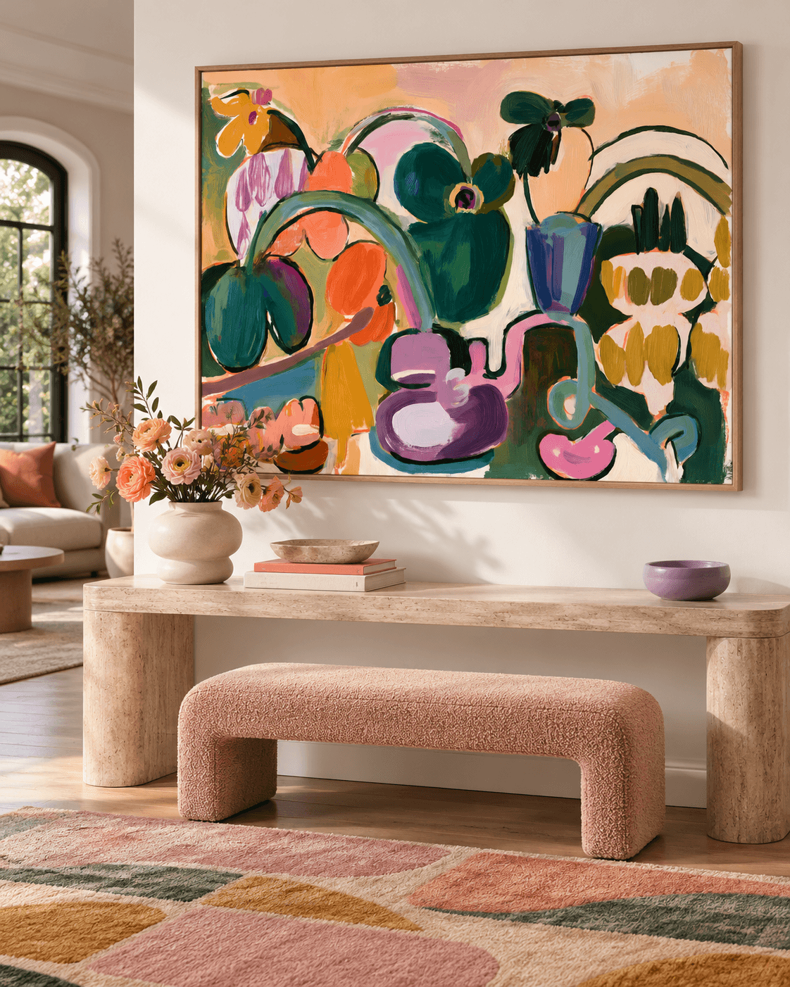 Vibrant Abstract Expressionism Art With Warm Tones And Fluid Shapes