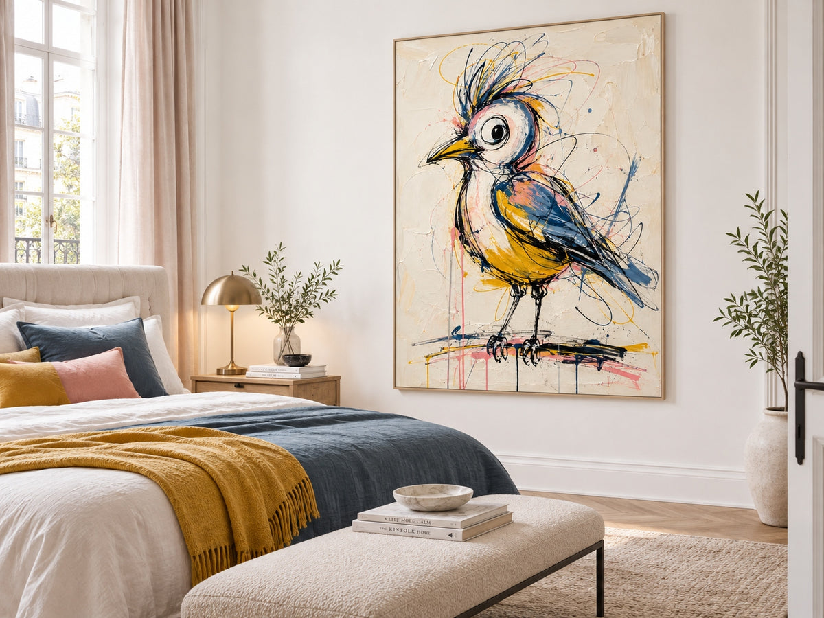 Modern Abstract Animal Art With Expressive Brushstrokes And Vibrant Palette For Art Collectors Colorful Abstract Bird Painting