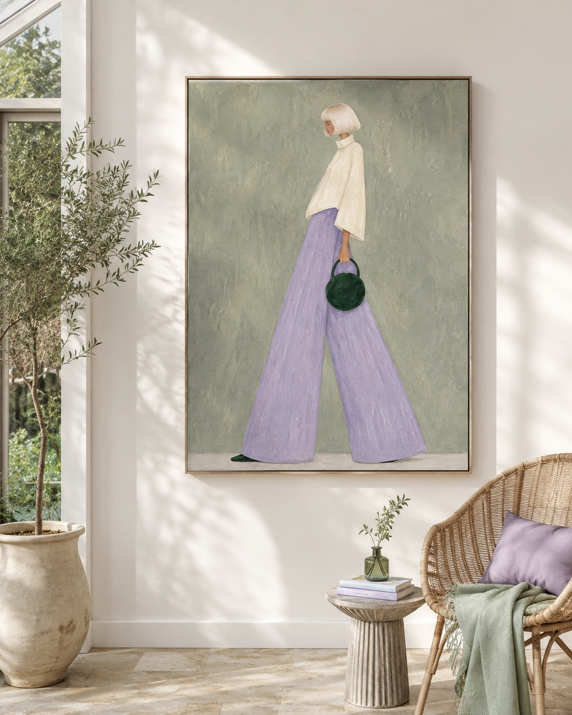 Abstract Modern Art Painting With Textured Brushwork And Feminine Elegance