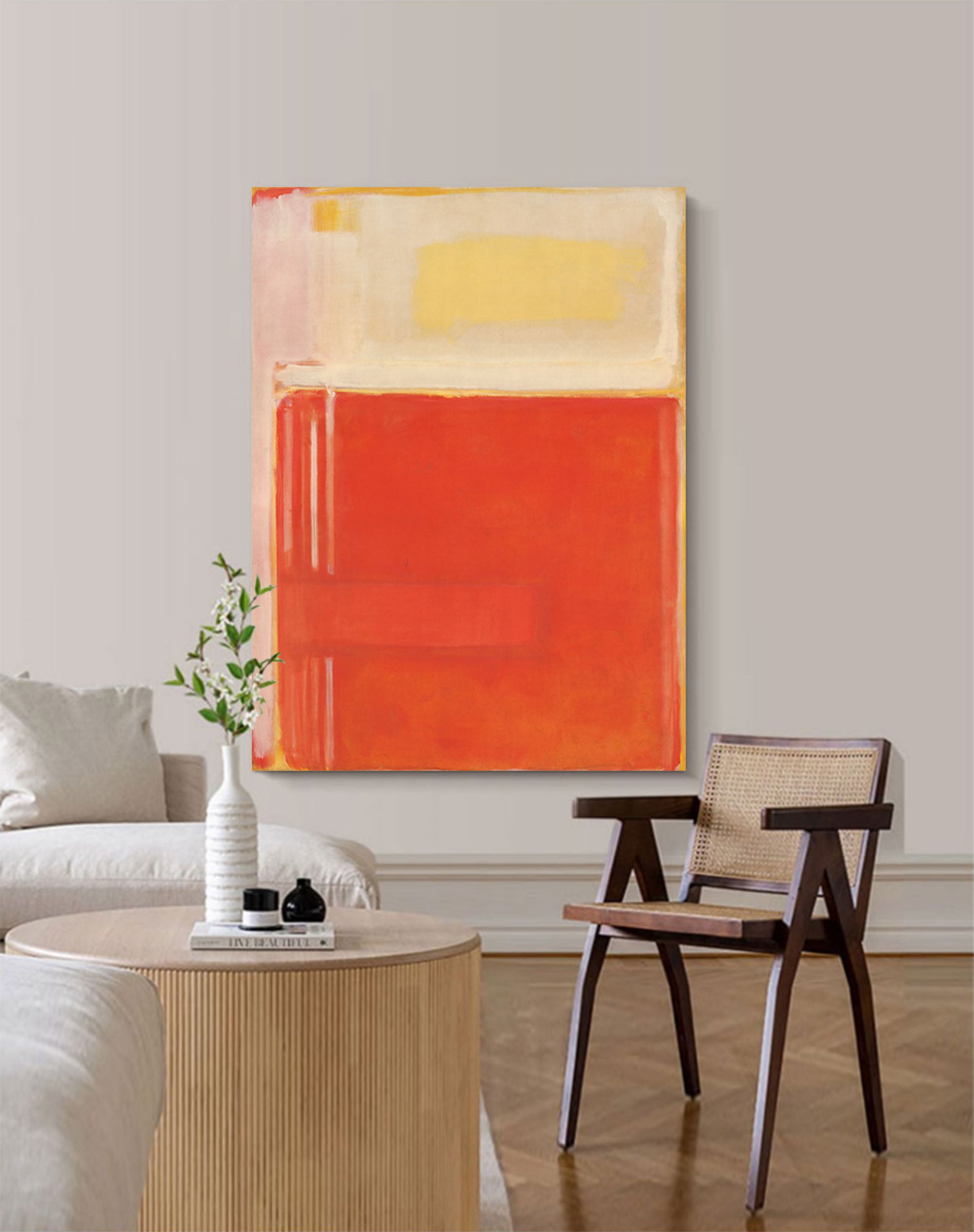 Minimalist Texture Wall Art Painting Large Abstract Orange Original Oil Painting Home Decor