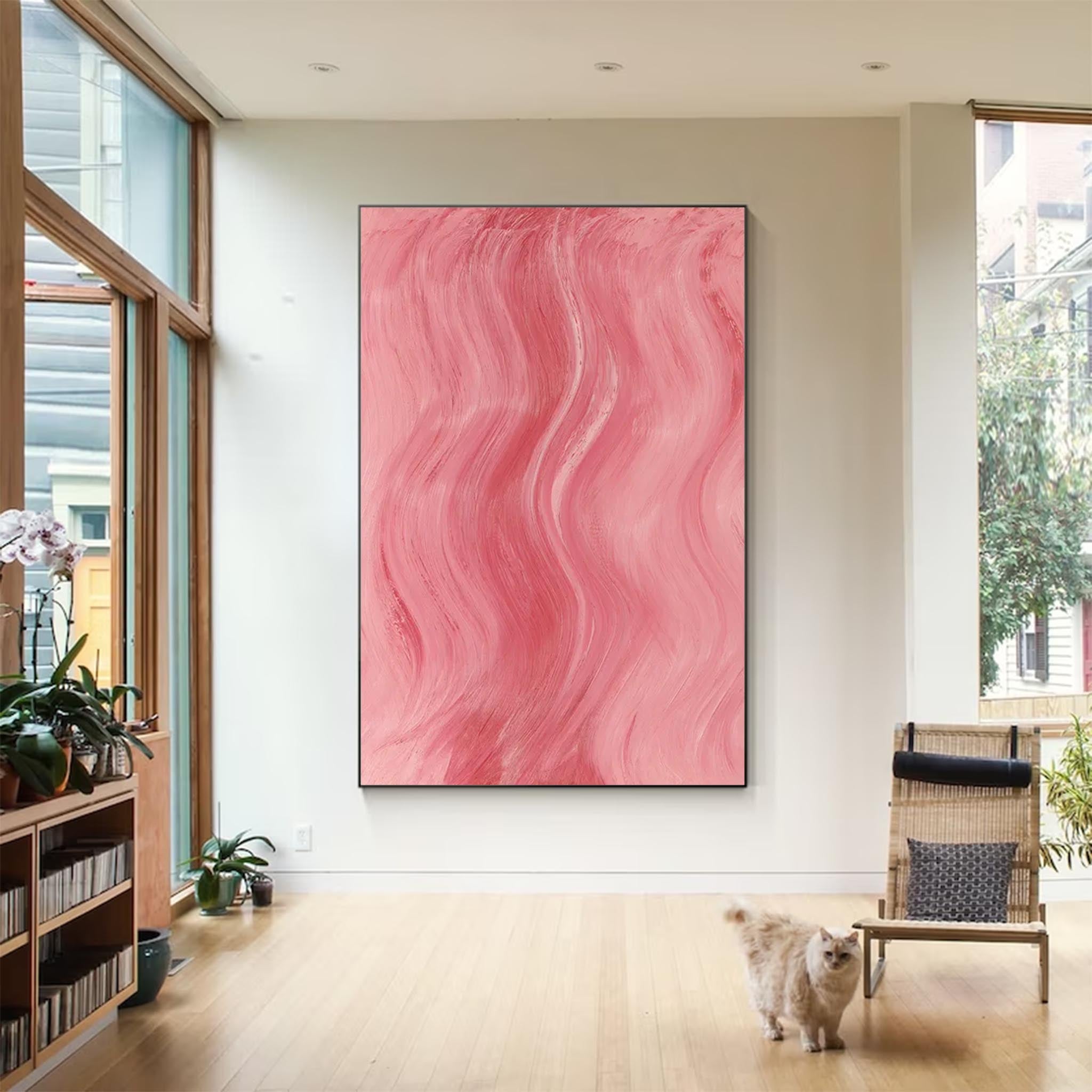 Pink Texture Minimalist Oil Painting On Canvas Large Abstract Acrylic Painting Original Wall Art Home Decor