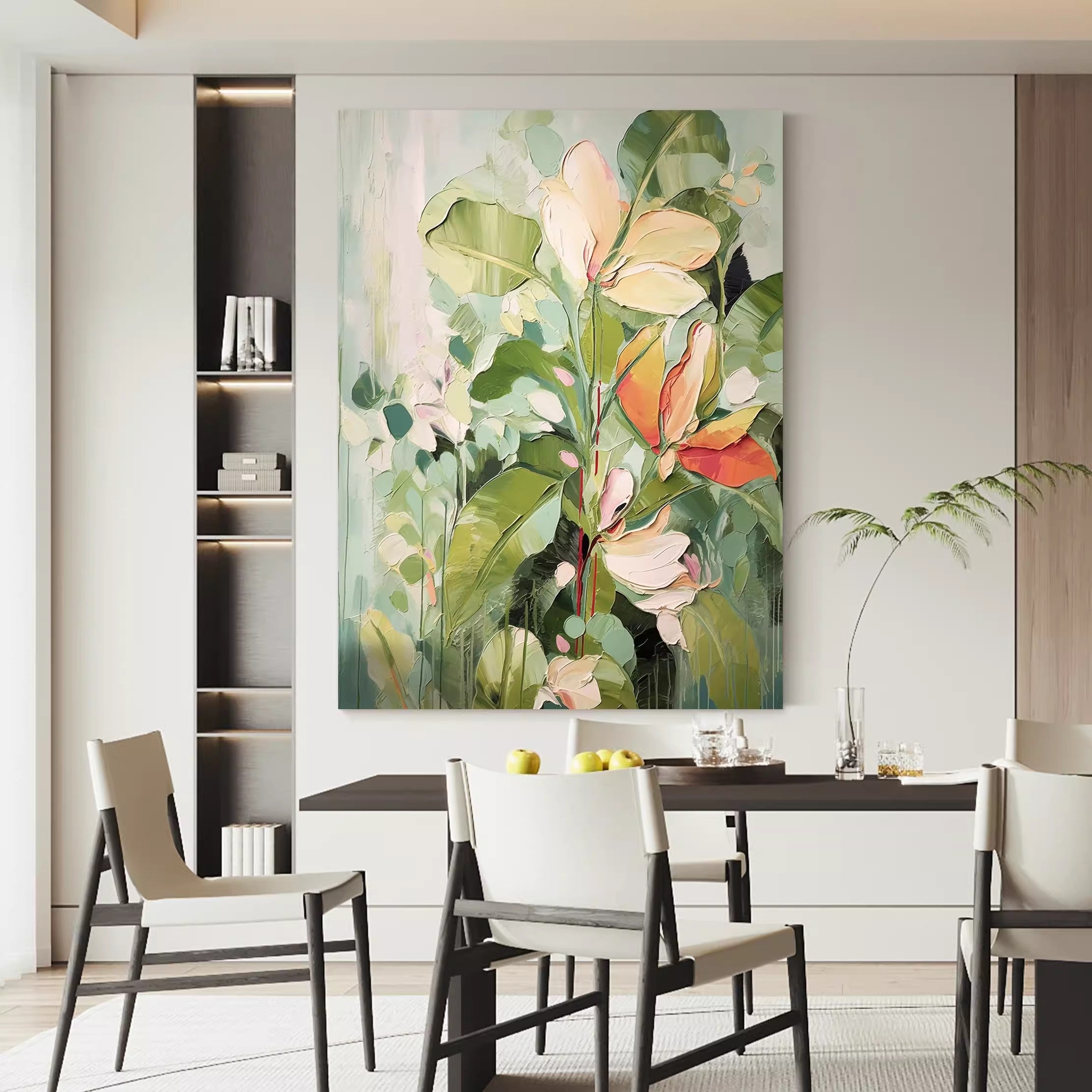 Large Modern Floral painting Impressionist Flower Paintings Beautiful Green Flower Painting For Living Room