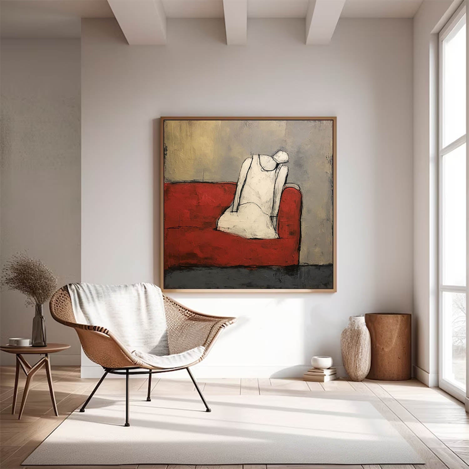 Original Minimalist Artwork Abstract White Vintage Dress Oil Painting Large Wall Art For Living Room