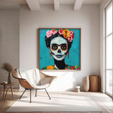 Square Abstract people's Wall Art Original Skeleton Painting Canvas Large Square Artwork Home Decor