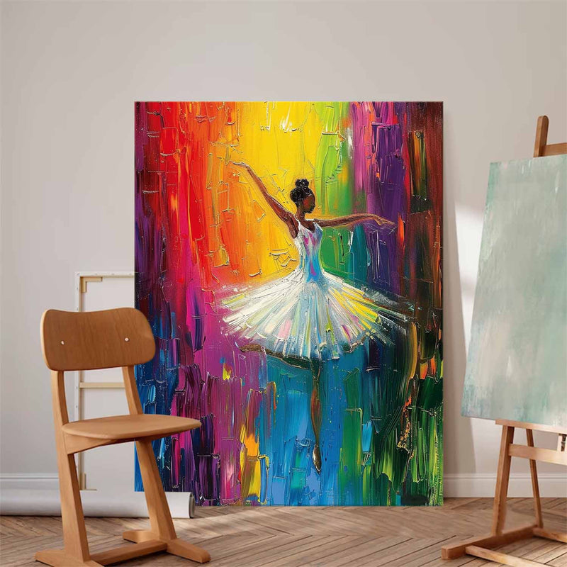 Colorful Artwork Original Modern Ballet Girl Wall Art Big Multicolor Girl Daning Painting Framed Gift