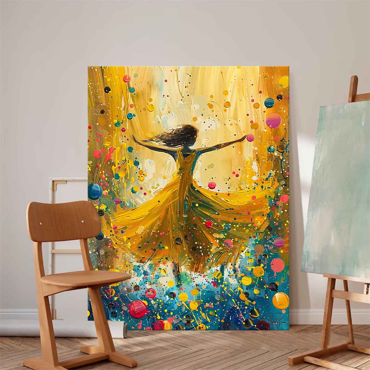 Original Exquisite Ballet Girl Wall Art Large Multicolor Girl Painting Framed Colorful Artwork Gift