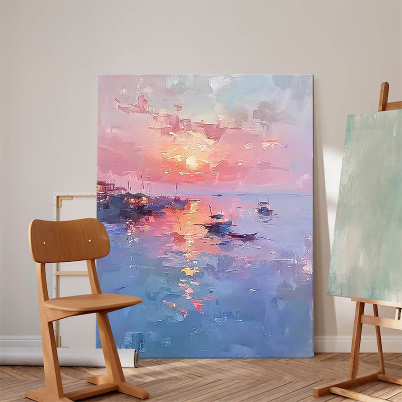 Large Dreamy Colors Landscape Oil Painting On Canvas Abstract Scenery Wall Art Acrylic Painting Home Decor