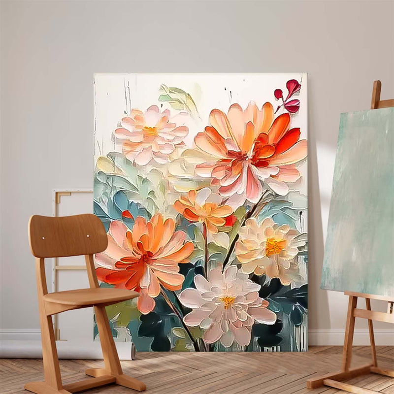 Big Original Texture Beautiful Flowers Artwork Framed Abstract Lovely Flower Oil Painting On Canvas Home Decor