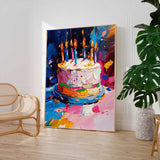 Big Original Artwork Abstract Still Life Painting On Canvas Colorful Cream Cake Acrylic Painting Birthday Gift