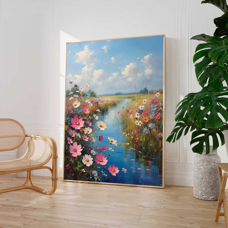 Abstract Riverside Scenery Wall Art Acrylic Painting Large Landscape Oil Painting On Canvas Home Decor