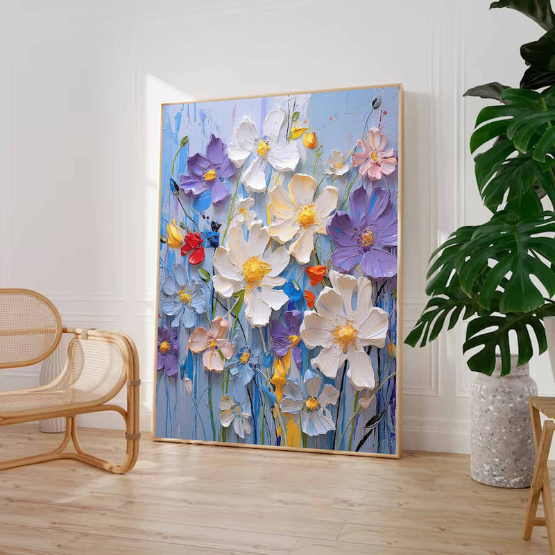 Large Lovely Textured Art Abstract Flower Acrylic Painting On Canvas Original Floral Painting Home Decor