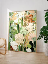 3D Floral Painting Framed Large Flower Wall Art Abstract Flower Acrylic Painting Textured Floral Painting