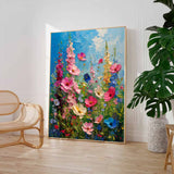 Colorful Flowers Acrylic Painting Canvas Large Textured Art Original Floral Painting For Living Room