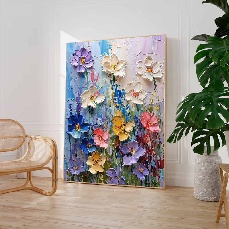 Original Floral Painting Abstract Flower Acrylic Painting On Canvas Large Lovely Textured Art Home Decor