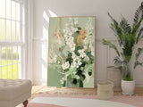 Large Textured Modern Floral Oil Painting On Canvas Home Warm Green Floral Acrylic Painting Original Flower Wall Art Decor