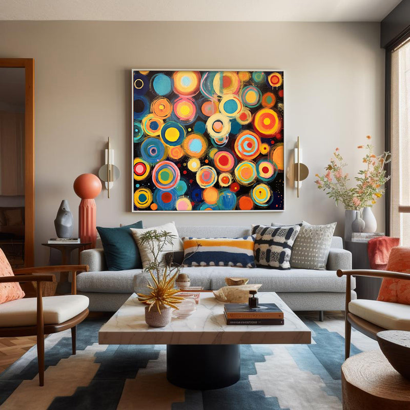 Colorful Abstract Oil Painting Original Circle Large Abstract Acrylic Painting On Canvas Modern Wall Art Home Decor