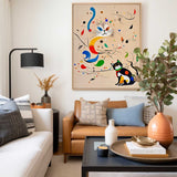 Colorful Modern Cat Oil Painting Joan Miró Style Abstract Cat Acrylic Painting Pop Artwork Home Decor