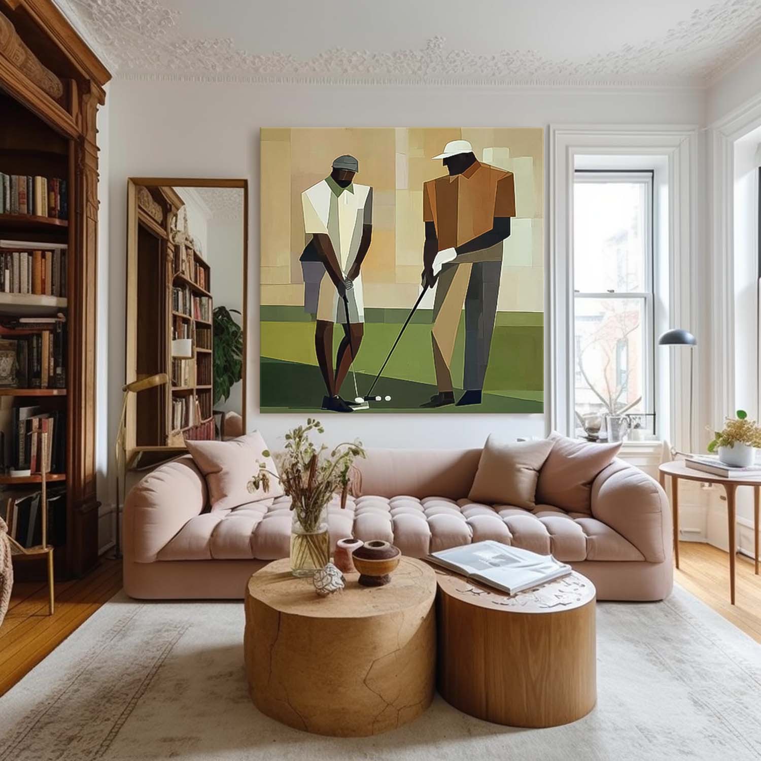 Square Textured Golf Art Modern Golf Artwork Unique Art Contemporary Sport Decor Golf Lovers Gift