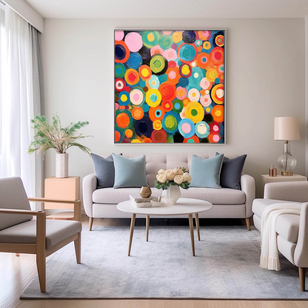 Large Abstract Acrylic Painting On Canvas Colorful Abstract Oil Painting Original Circle Modern Wall Art Home Decor