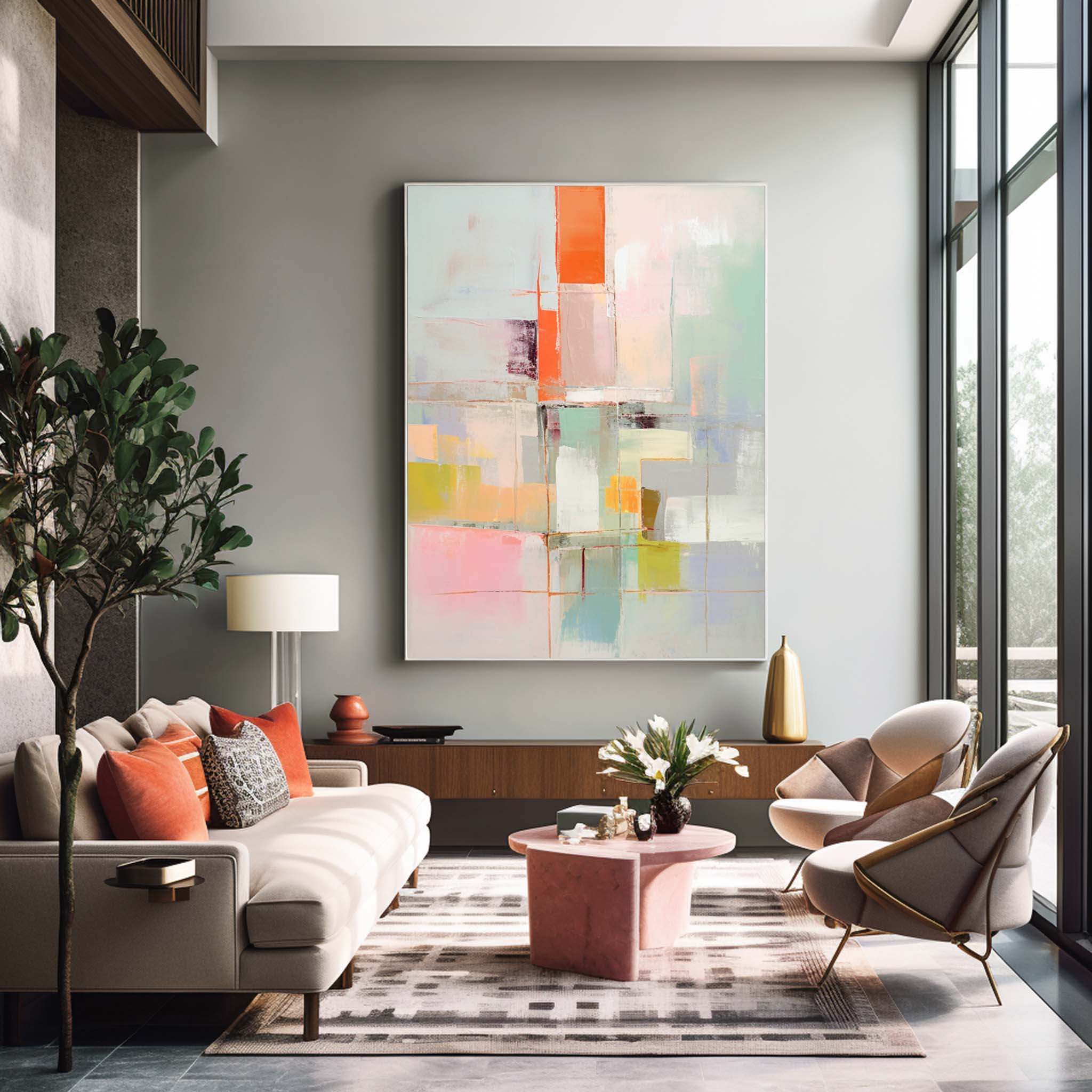 Large Original Abstract Oil Painting On Canvas Vibrant colorful Modern Texture Wall Art For Living Room