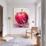 Abstract Still Life Painting On Canvas Large Apple Original Artwork Color Fruit Acrylic Painting Gift