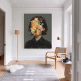 Abstract Colorful Faceless Artwork Large Portrait Painting Original Lady Wall Art For Living Room