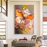 Bright Oil Painting Modern Texture Oil Painting Impressionist Butterfly Wall Art Original Artwork Decor