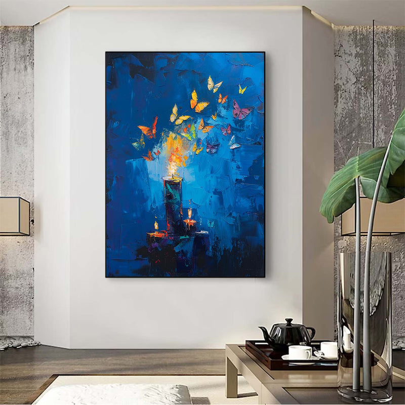 Butterfly By Candlelight Acrylic Painting On Canvas Abstract Still Life Painting Original Artwork Decor