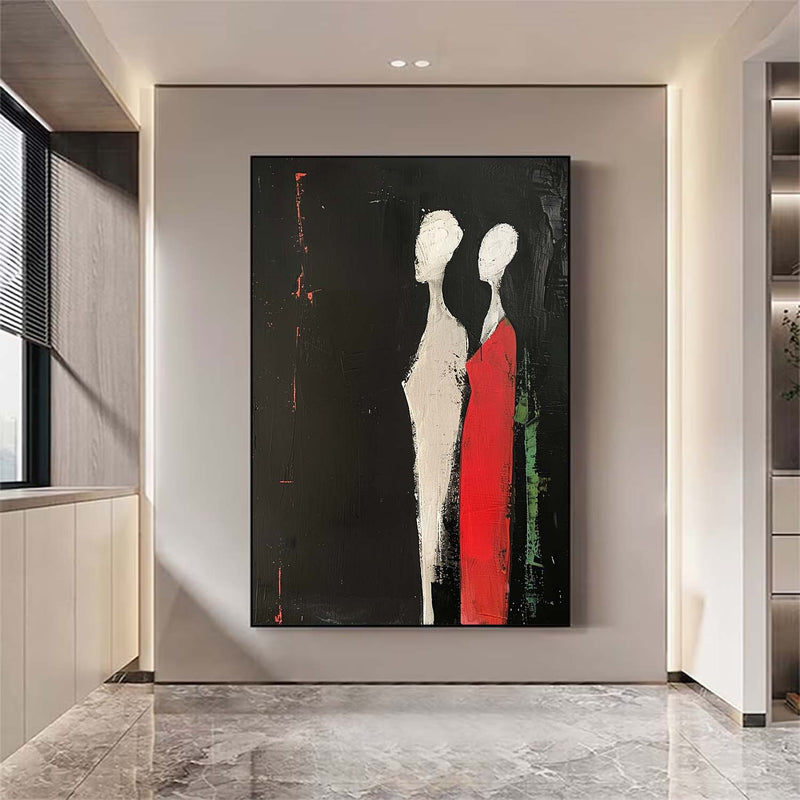 Dark Color Large Figure Painting Original Wall Art Abstract Artwork Minimalist Character Silhouette Home Decor