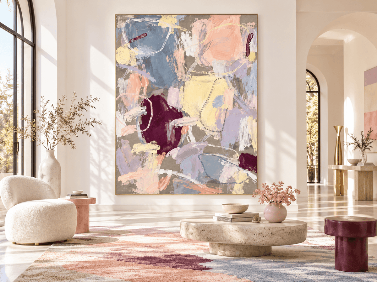 Scandinavian Abstract Art With Healing Pastel Colors And Texture