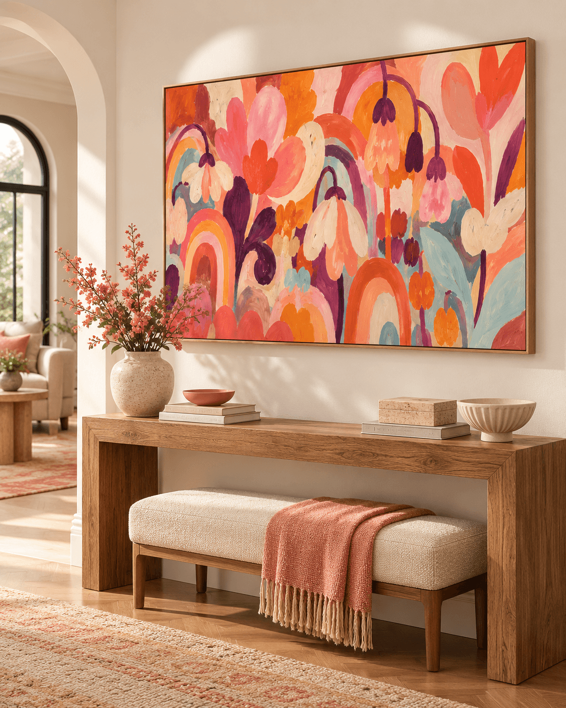 Scandinavian Style Abstract Art Hand-Painted Canvas With Expressive Brushwork