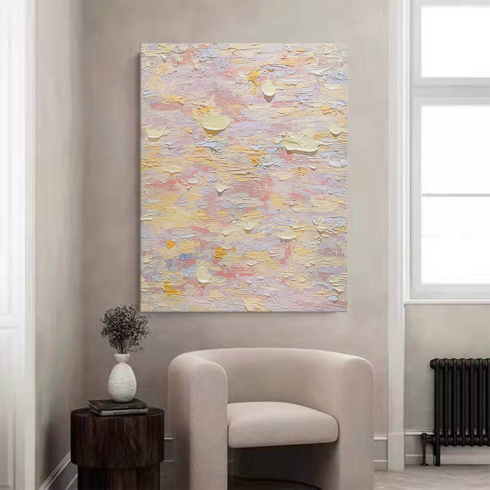 Textured Wall Art Pink Painting On Canvas Original Abstract Painting Large Modern Colorful Wall Art